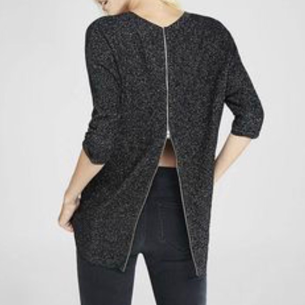 Black sparkle sweater with zipper down back